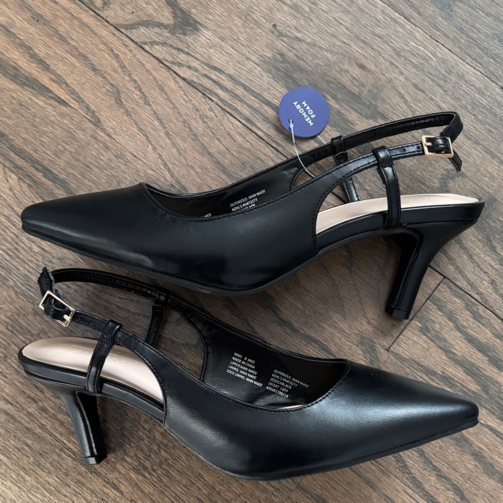 Apt. 9 Black Pointed Leather Slingback Mules - Picture 10 of 16